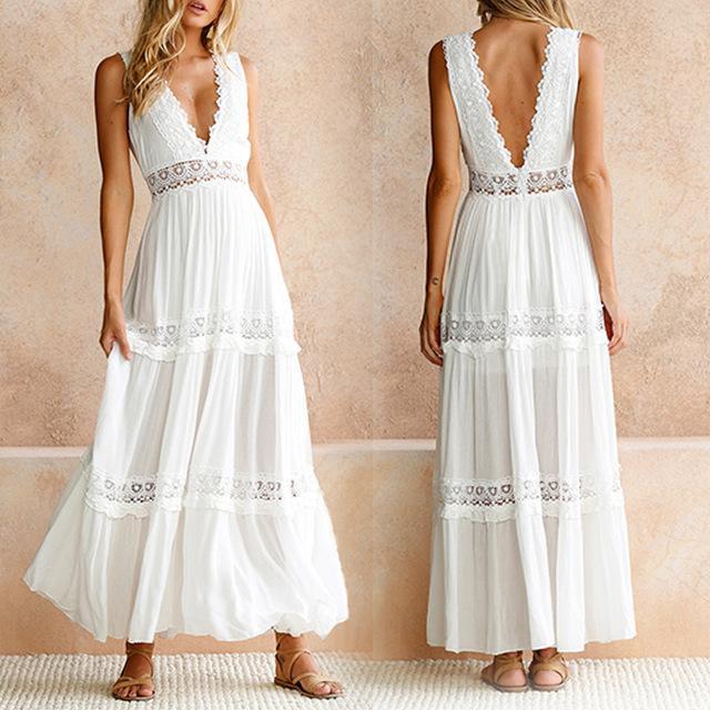 Backless White Maxi Dress | Beach ...